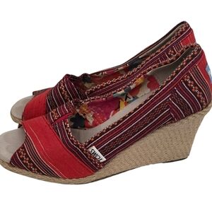 TOMS Women's Red Wedge Shoes